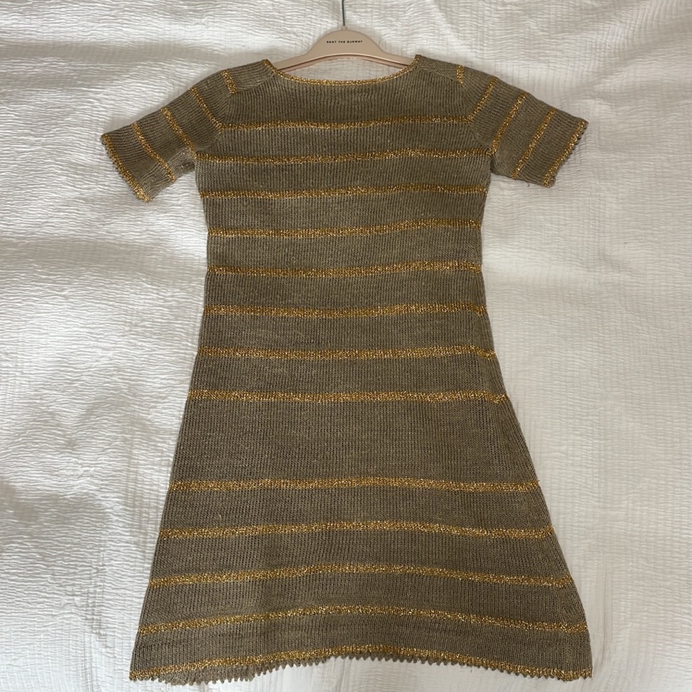 Vintage mod A line gold tweed mini dress